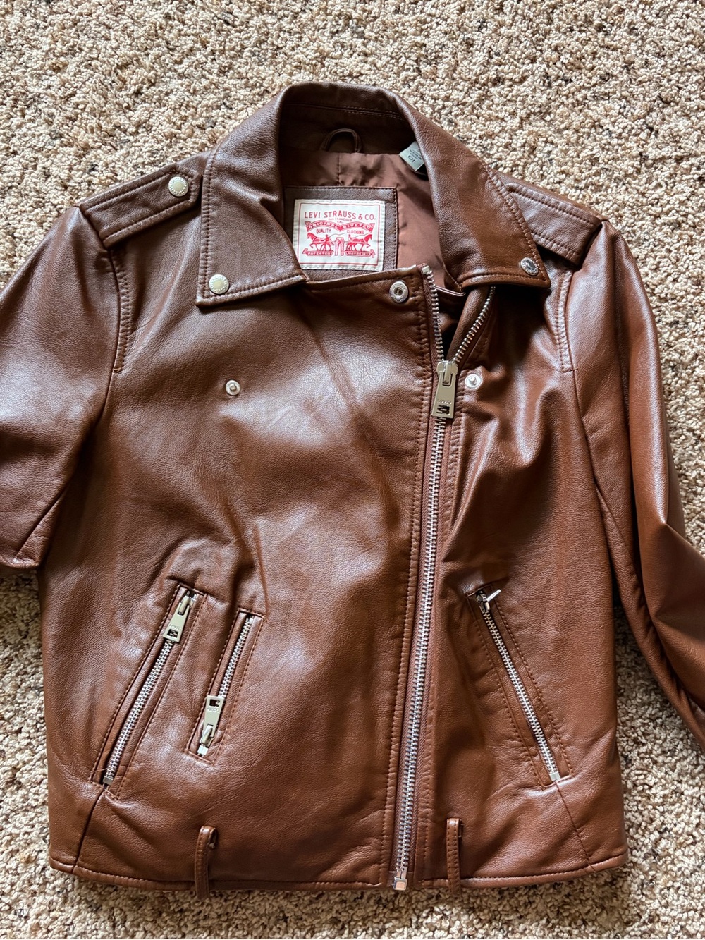 Levi's Brown Leather Asymmetrical Zip Moto Jacket